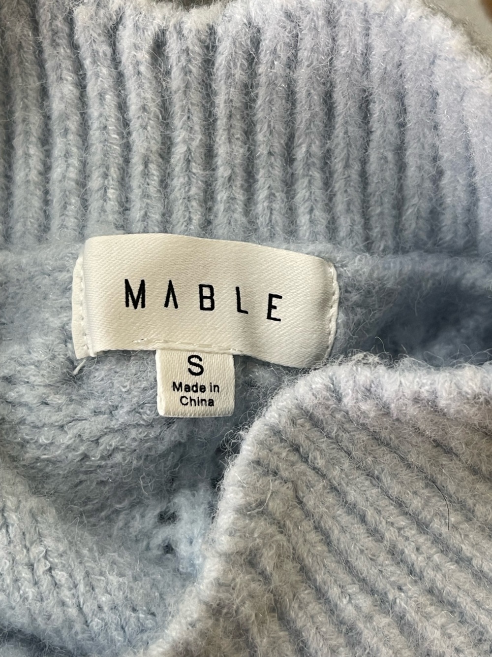 Mable Omari Scalloped Side Tie Diamond Knit Vest Powder Blue Size Small - Picture 5 of 5